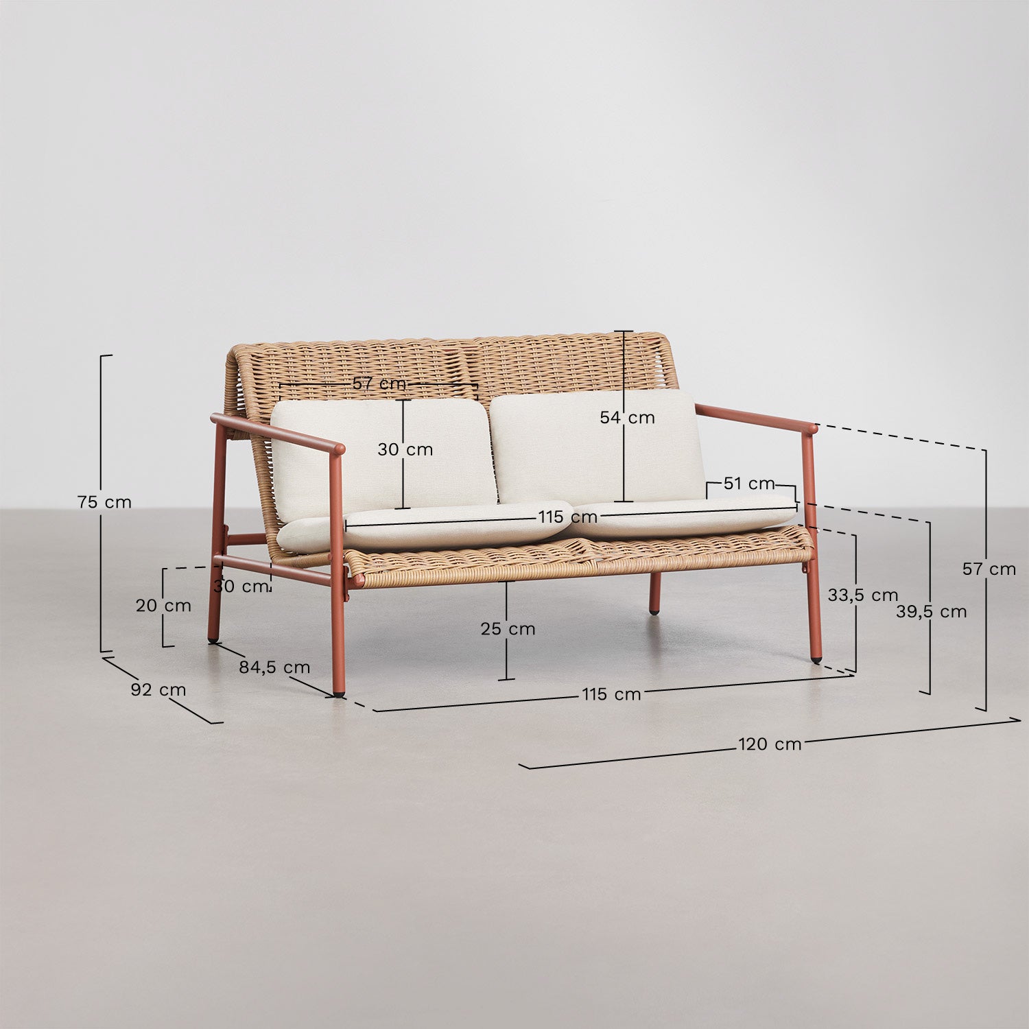 UV HOME Duroli Garden Lounge Set with 2-Seater Sofa, 2 Armchairs & Coffee Table