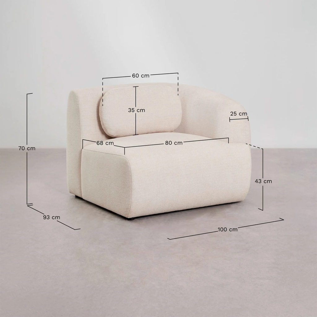 UV HOME Right corner module for modular sofa in chenille Coquette