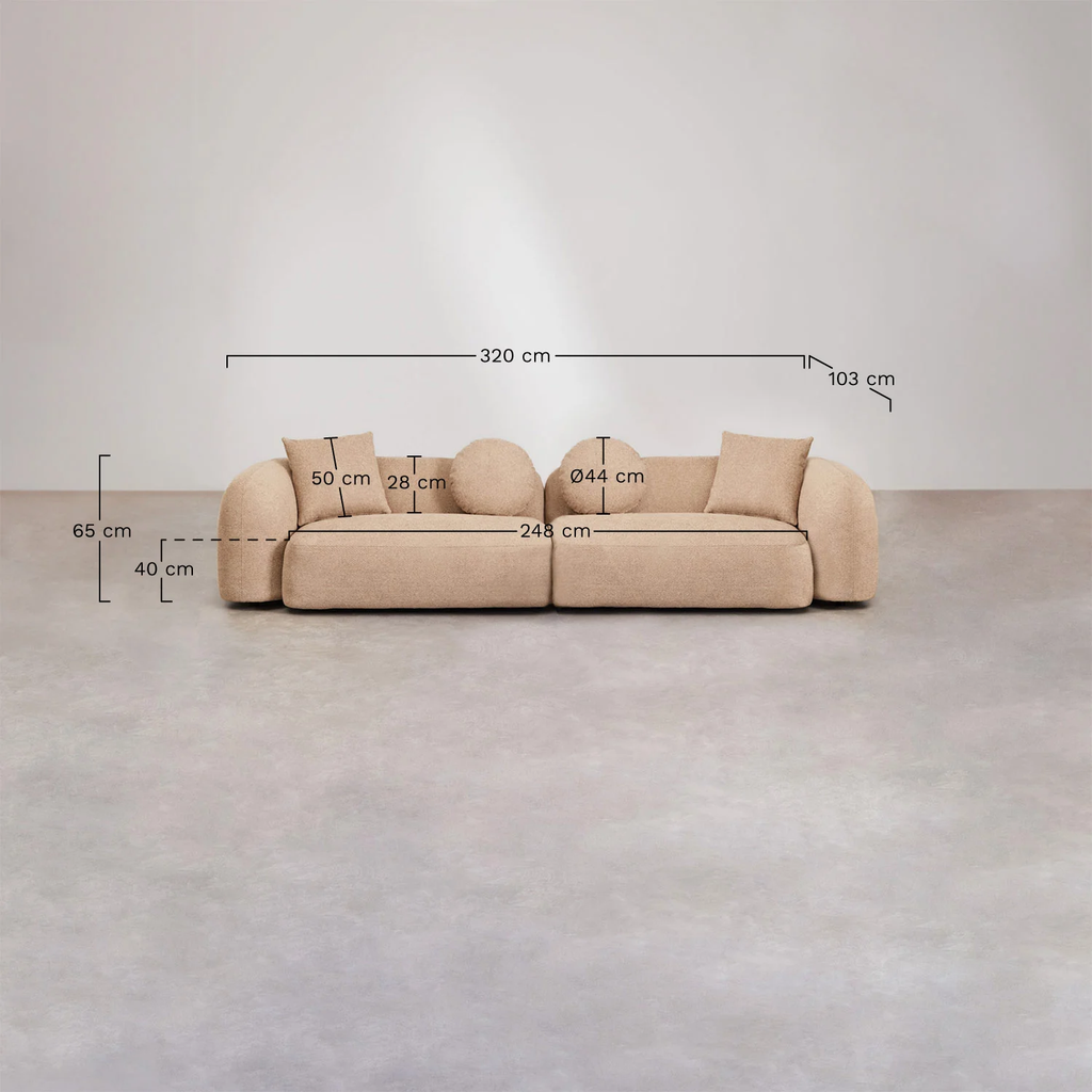 UV HOME Living room set with 2-piece modular sofa and armchair in Coco chenille