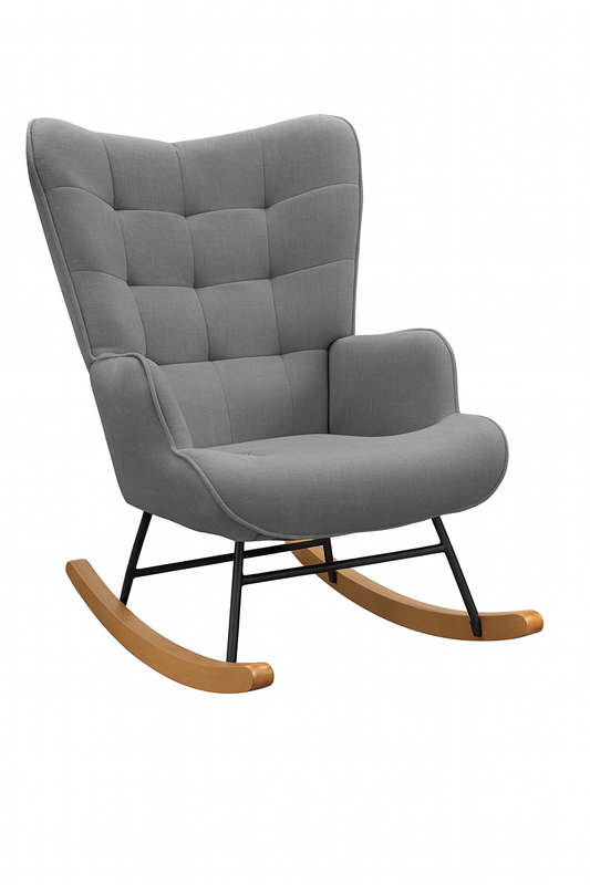 UV Home Modern Upholstered Rocking Chair with Tufted Backrest