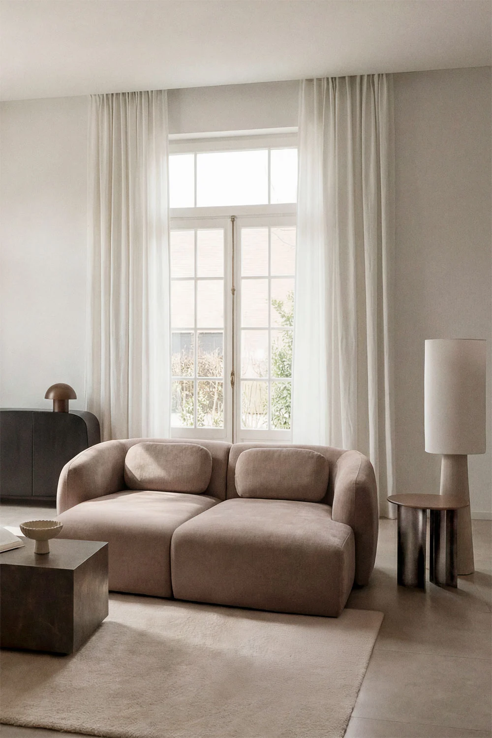 UV HOME 2-piece modular chaise longue sofa in chenille Coquette
