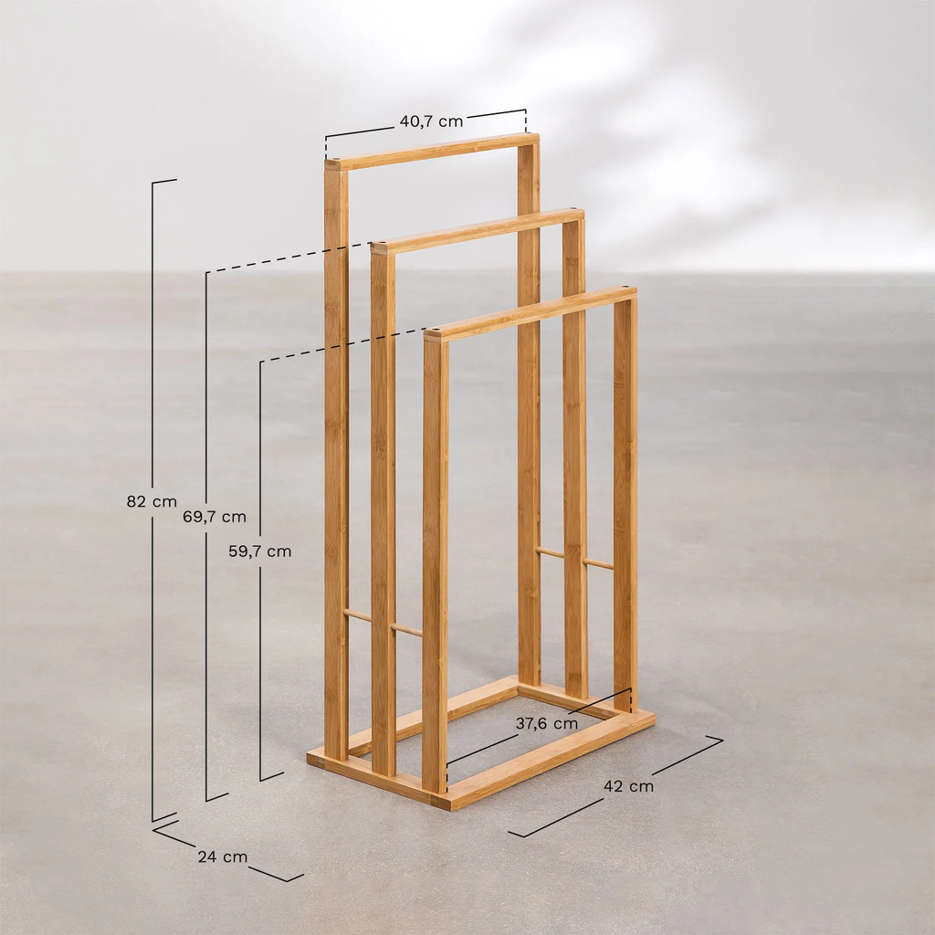 UV HOME Heyki Freestanding Bamboo Towel Rack