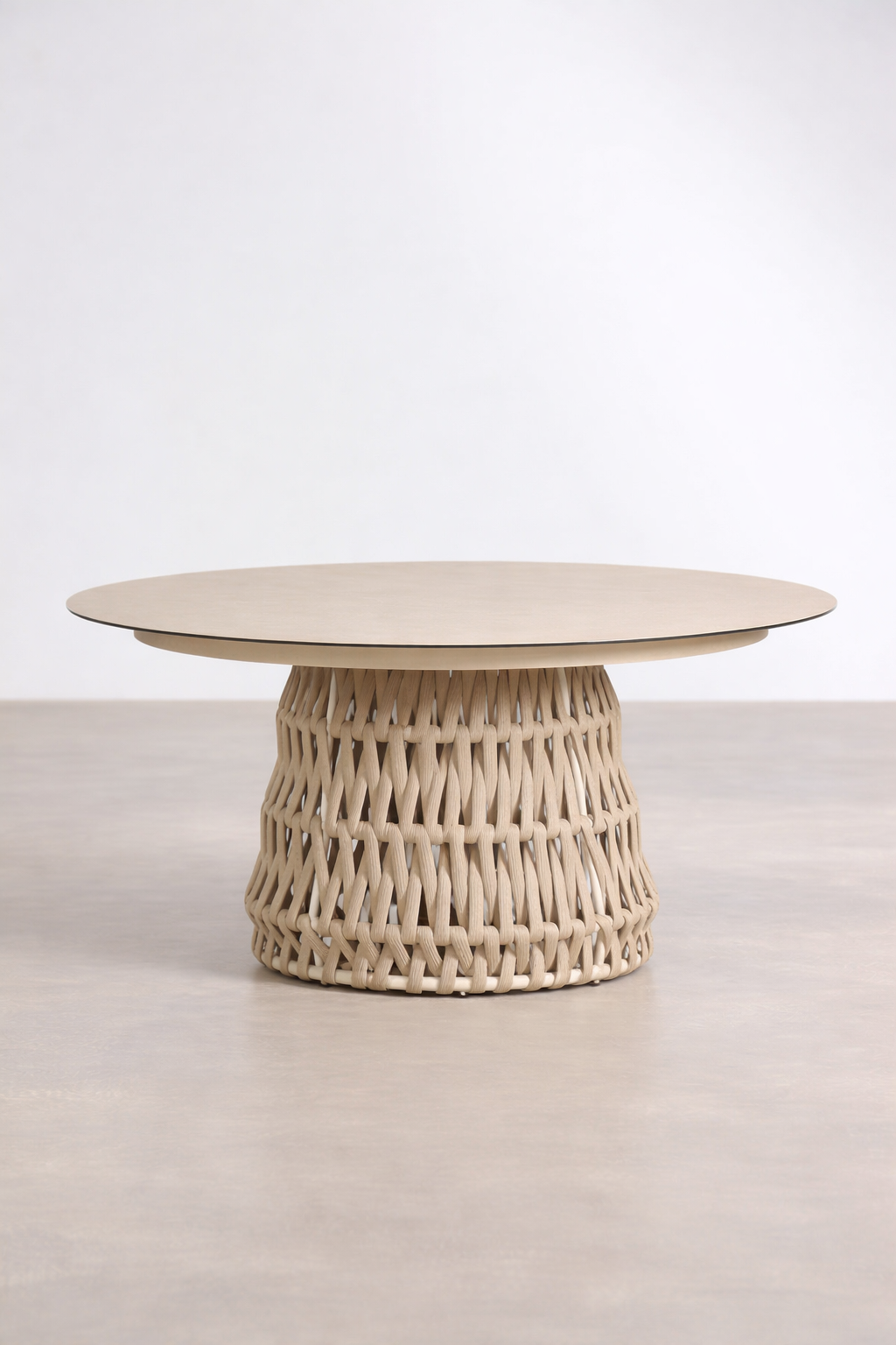 UV Home Tevary Round Dining Table – Ceramic & Rope
