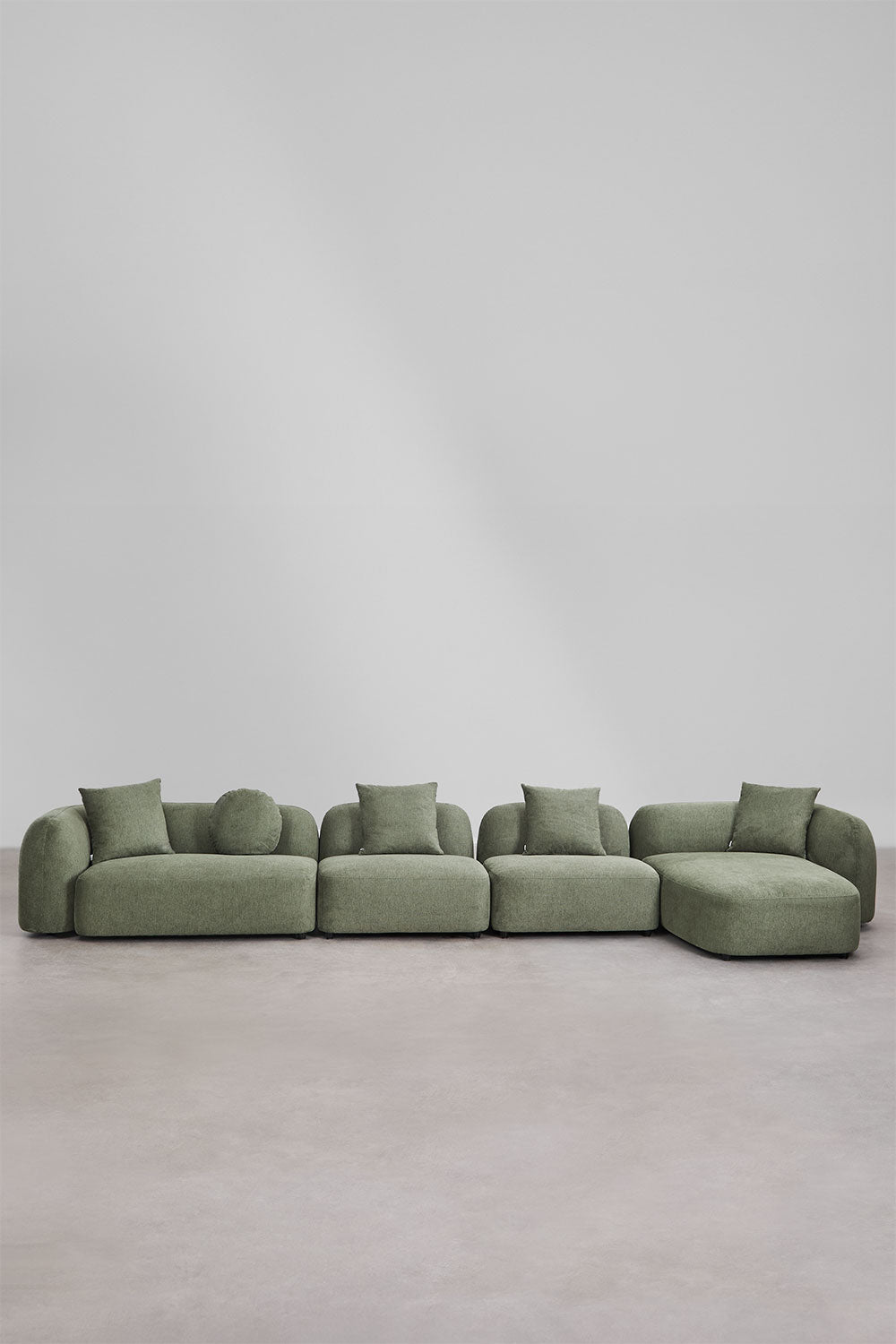 UV HOME Modular sofa with chaise longue right, 4-piece in chenille Coco
