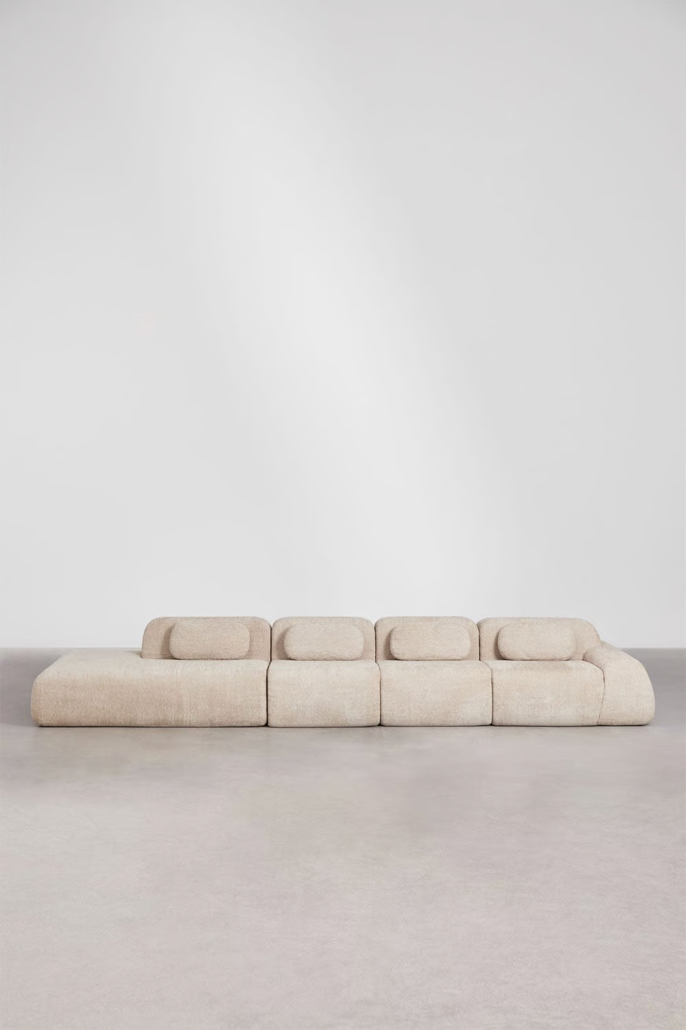 UV HOME Modular 4-part corner sofa with left divan in vacuum packed chenille Merida