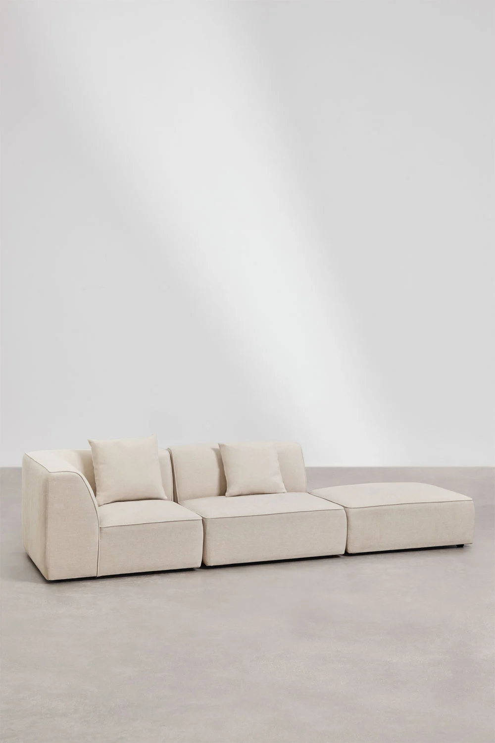 UV HOME Cardea 2-piece modular corner sofa with upholstered pouf