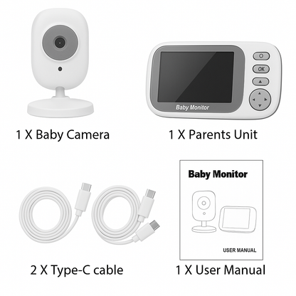 UV HOME – 3.5" Video Baby Monitor with Night Vision, 2-Way Audio, Temperature Sensor & Security Camera
