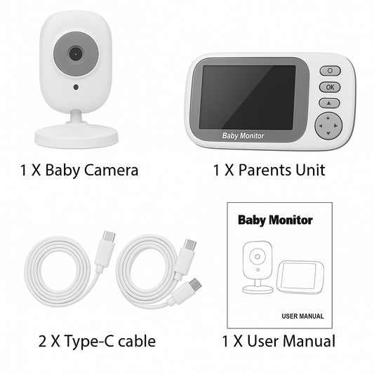UV HOME – 3.5" Video Baby Monitor with Night Vision, 2-Way Audio, Temperature Sensor & Security Camera