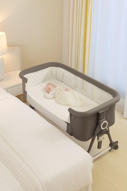 UV HOME – Portable Foldable 3-in-1 Baby Crib with Adjustable Height, Shaker Bassinet, Wheels & Mosquito Net