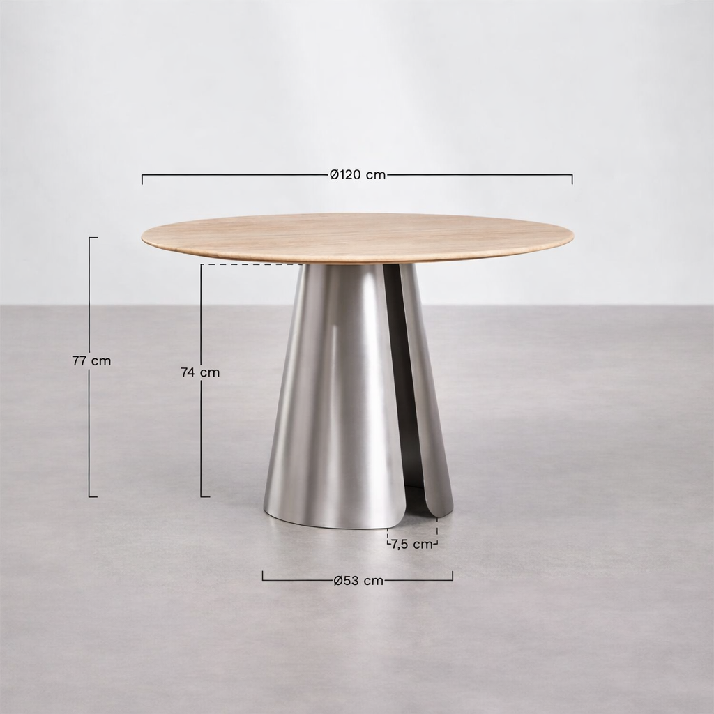UV Home Baelor Round Dining Table – Stainless Steel