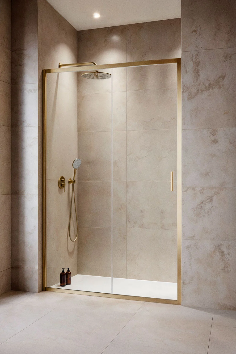 UV HOME Shower enclosure with front access and soft-close sliding door, 6 mm tempered glass and Dover aluminum