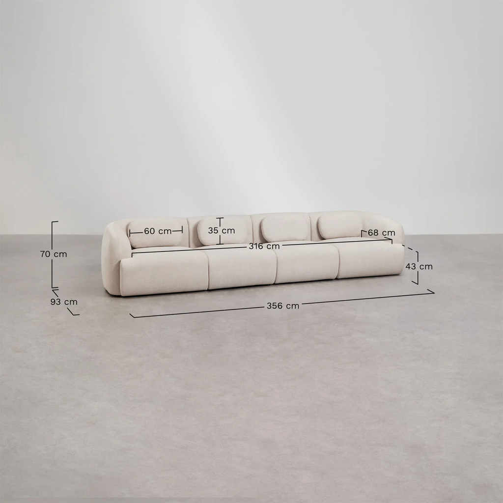 UV HOME 4-piece modular sofa in chenille Coquette