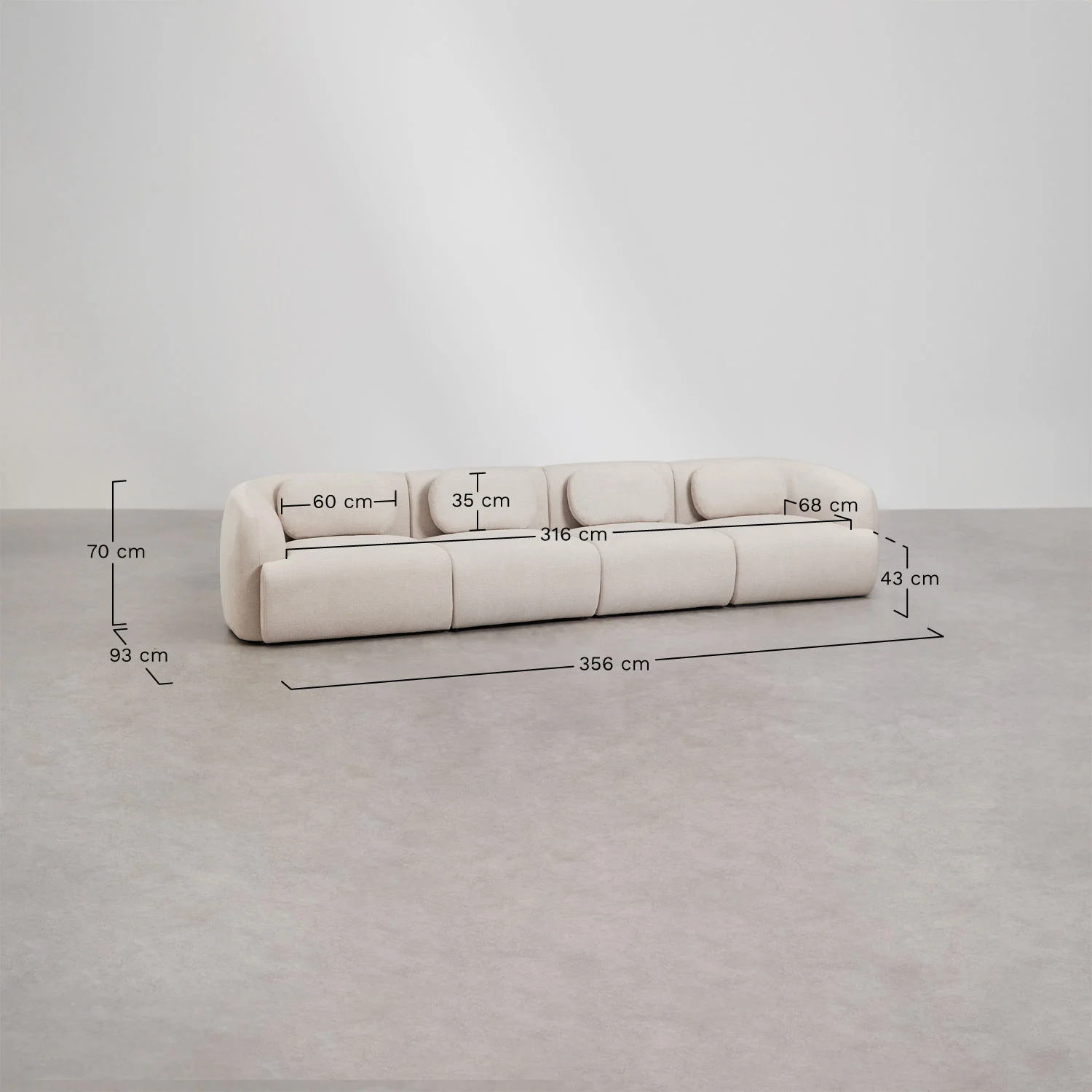 UV HOME 4-piece modular sofa in chenille Coquette