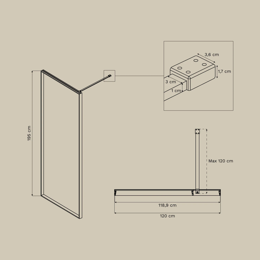 UV HOME Fixed Shower Screen with 5 mm Tempered Glass and Trafalgar Aluminum