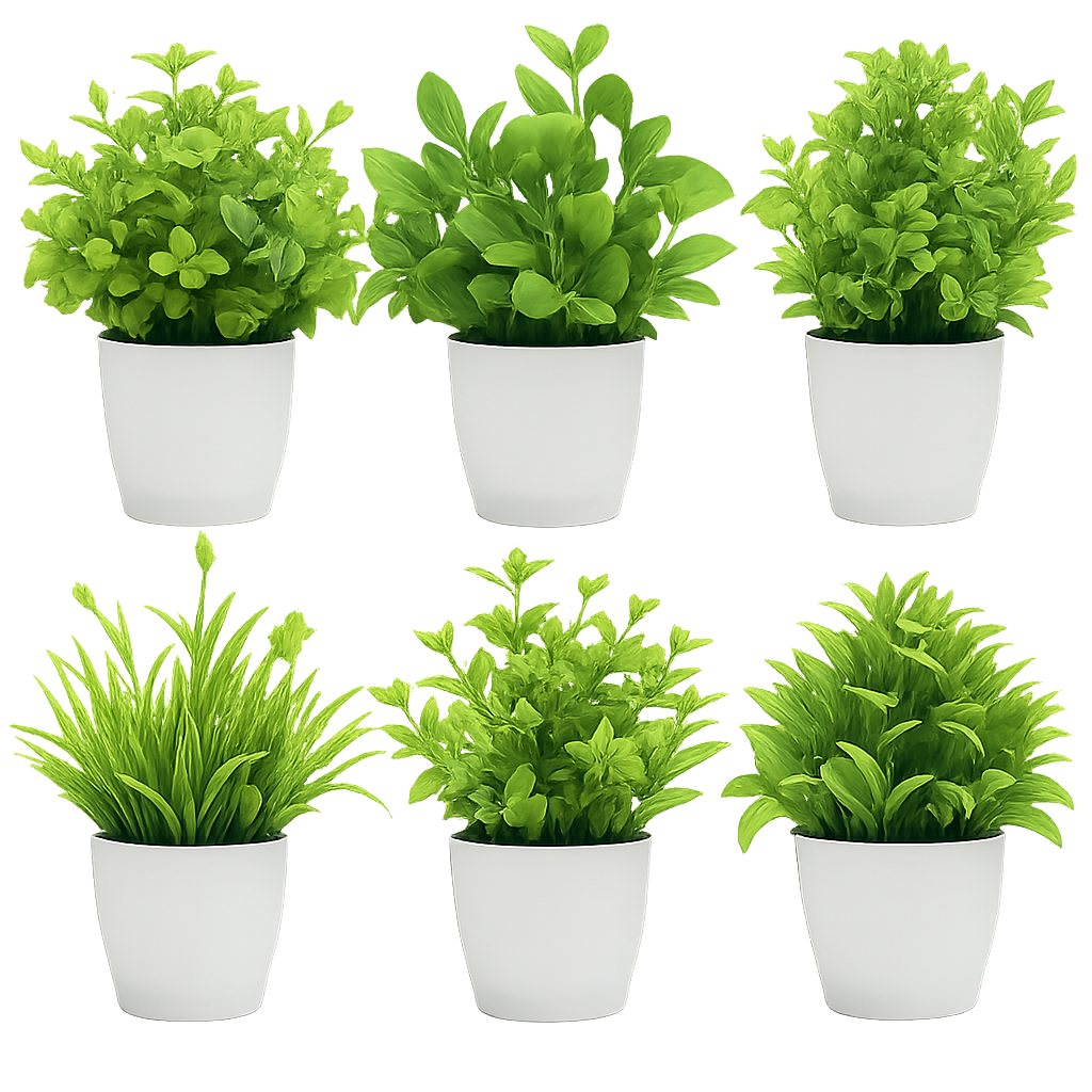 UV HOME Artificial Green Potted Plant – Decorative Faux Plant in White Pot