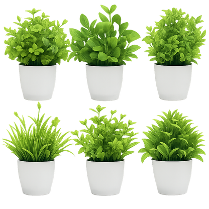 UV HOME Artificial Green Potted Plant – Decorative Faux Plant in White Pot