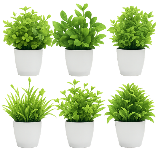 UV HOME Artificial Green Potted Plant – Decorative Faux Plant in White Pot