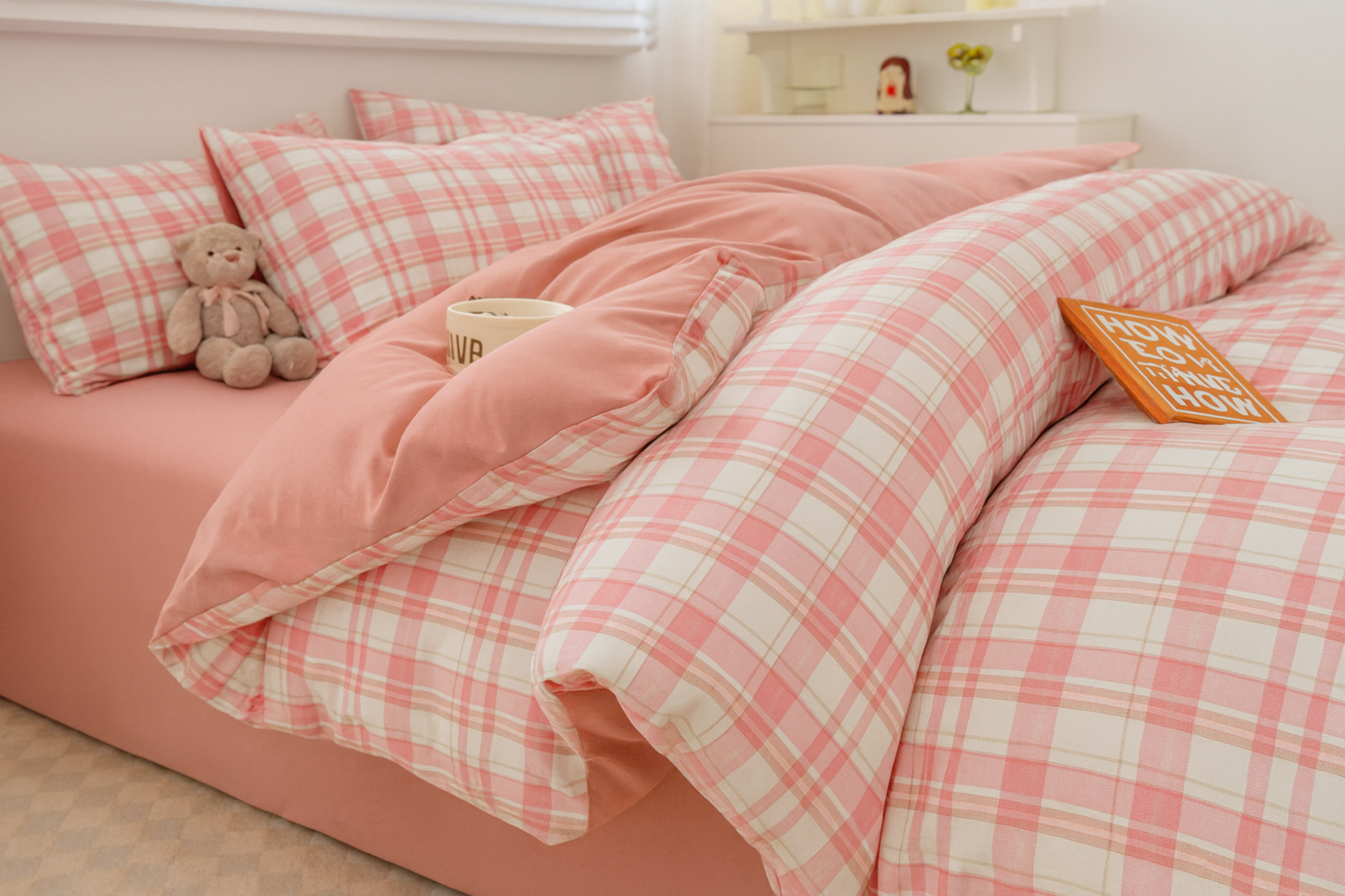 Nordic Plaid Patroon Wassen Katoenen Beddengoed Set