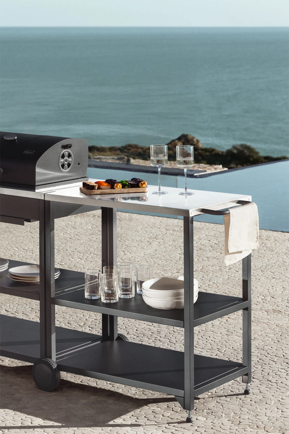UV HOME Modular Outdoor Kitchen Cart in Savona Steel