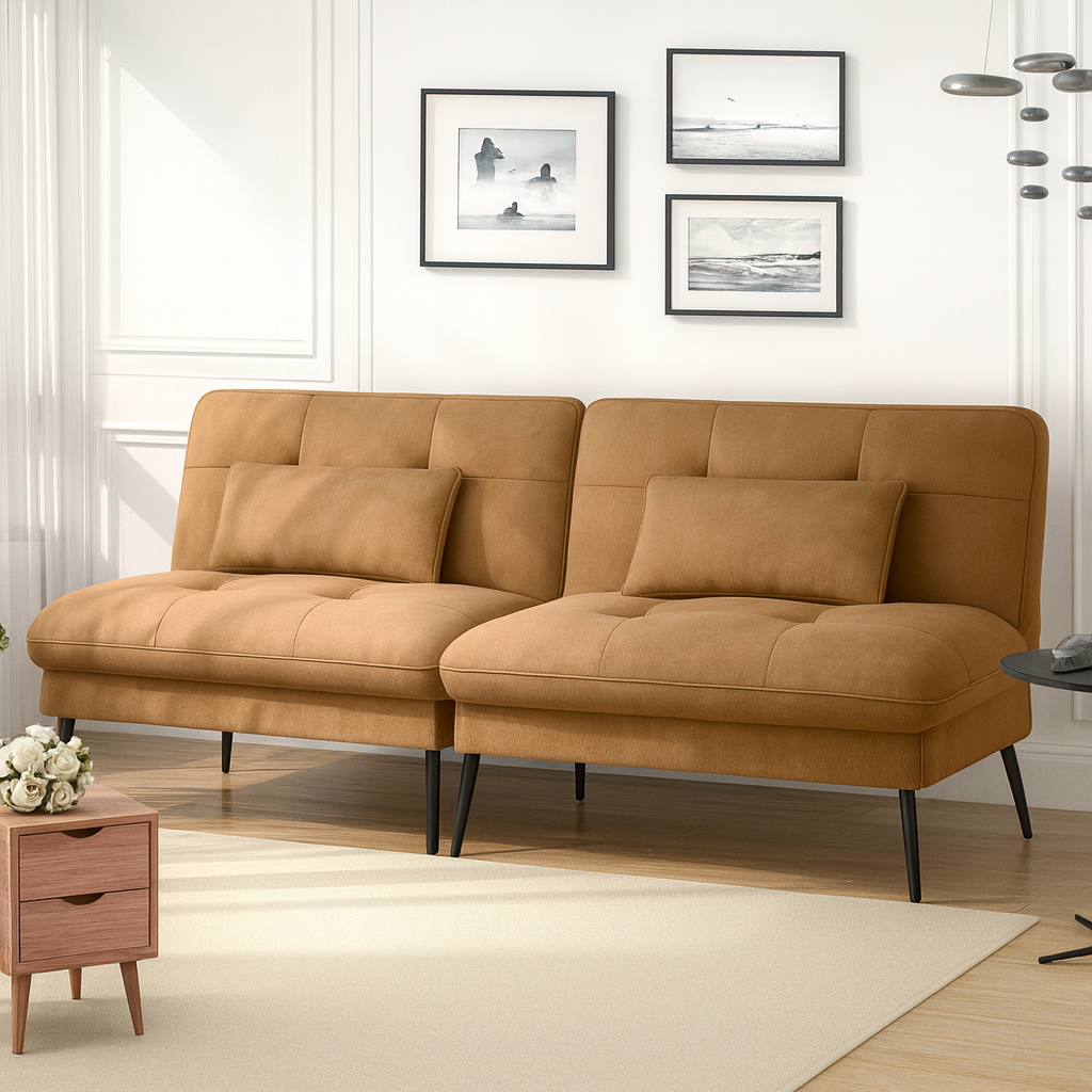 Modern Green Two-Seater Sofa with Pillows – UV Homes