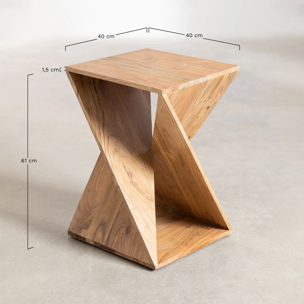 UV HOME Gorvea Square Bedside Table 40x40 cm in Acacia Wood