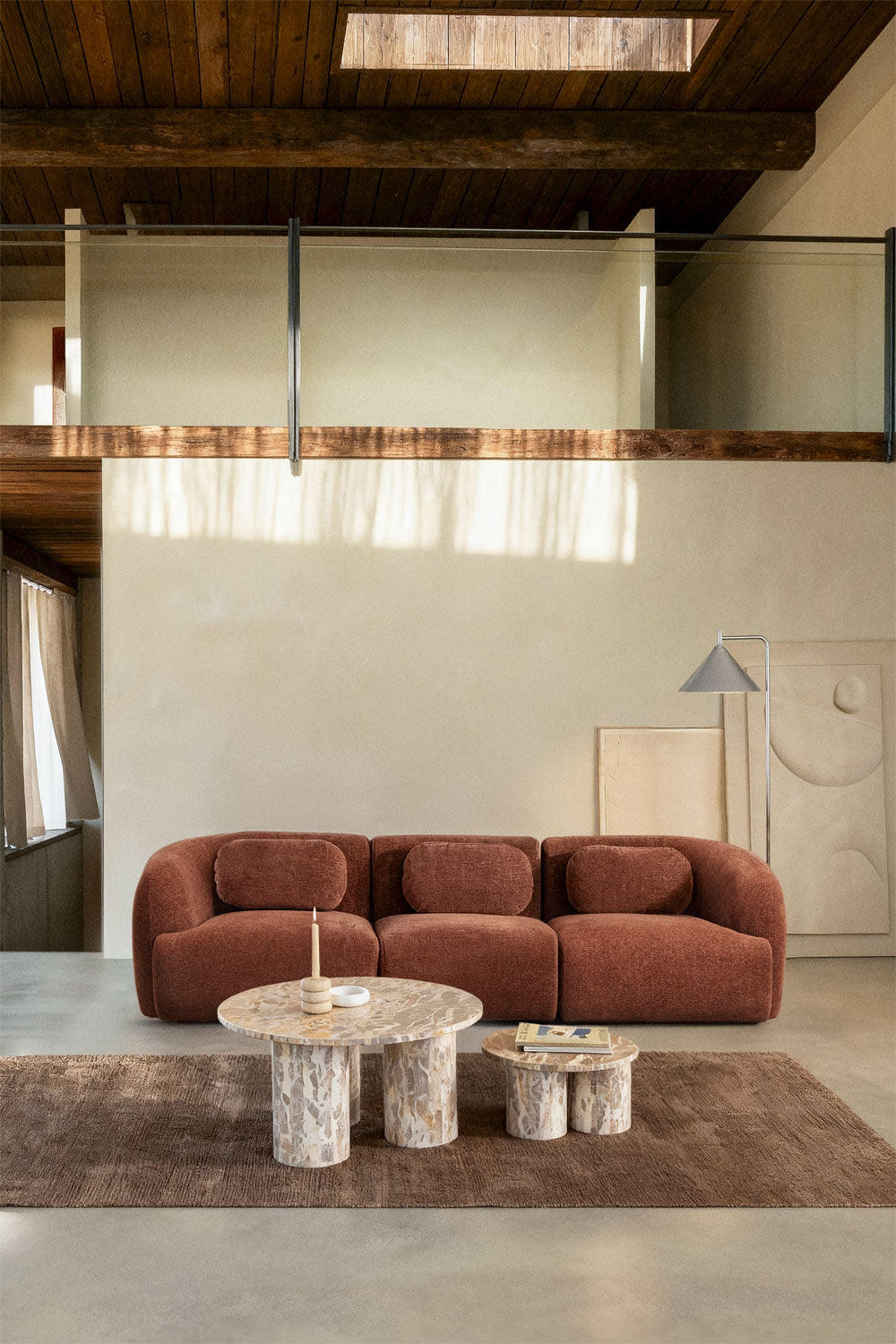 UV HOME 3-piece modular sofa in chenille Coquette
