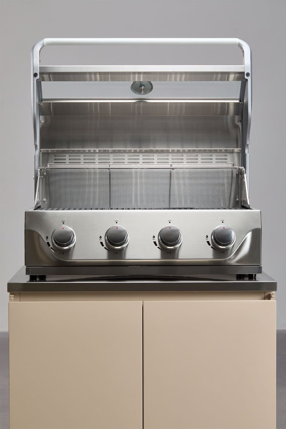 UV HOME 3-Piece Modular Outdoor Kitchen with Sink and 4-Burner Gas Barbecue in Rivana Steel