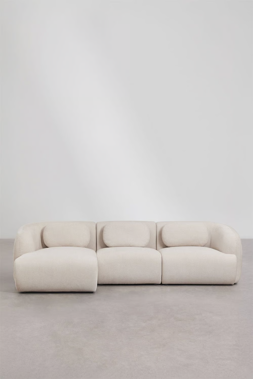UV HOME 3-piece left chaise longue modular sofa in chenille Coquette