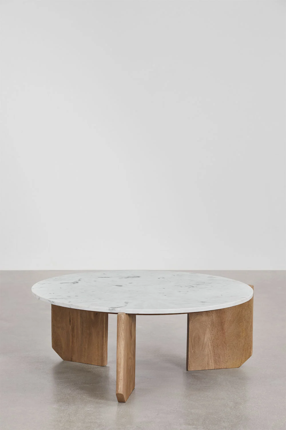 UV HOME Round Coffee Table in Natural Stone and Mango Wood Lavinia