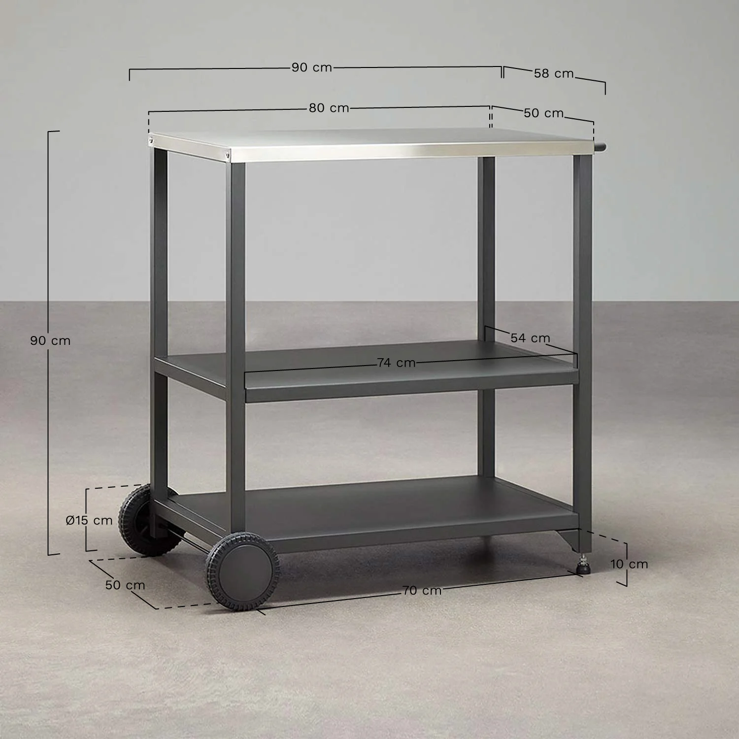UV HOME Modular Outdoor Kitchen Cart in Savona Steel