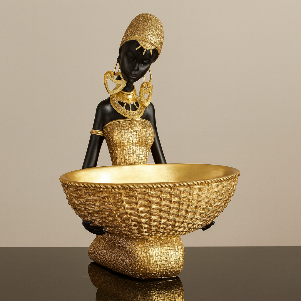 Golden African Decorative Statue with Jar – UV Homes
