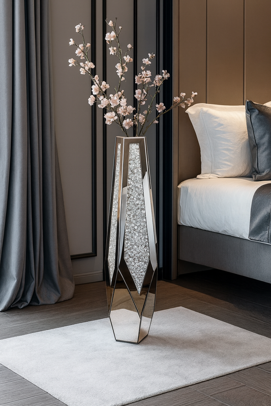 UV HOME Luxury Geometric Crystal Floor Vase