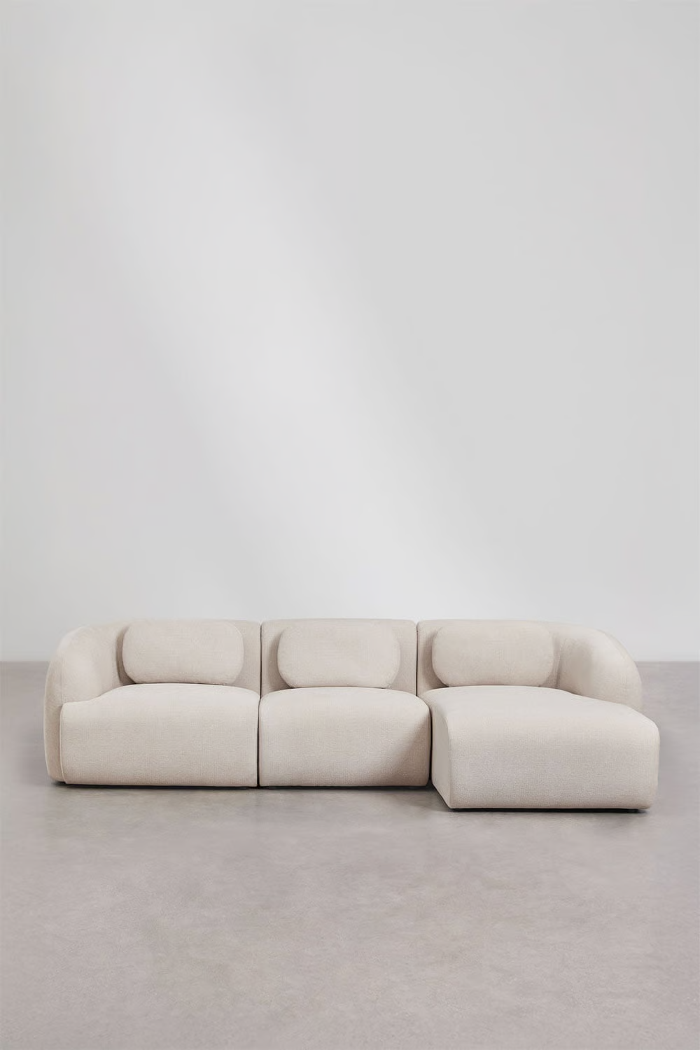 3-piece modular right chaise longue sofa in chenille Coquette