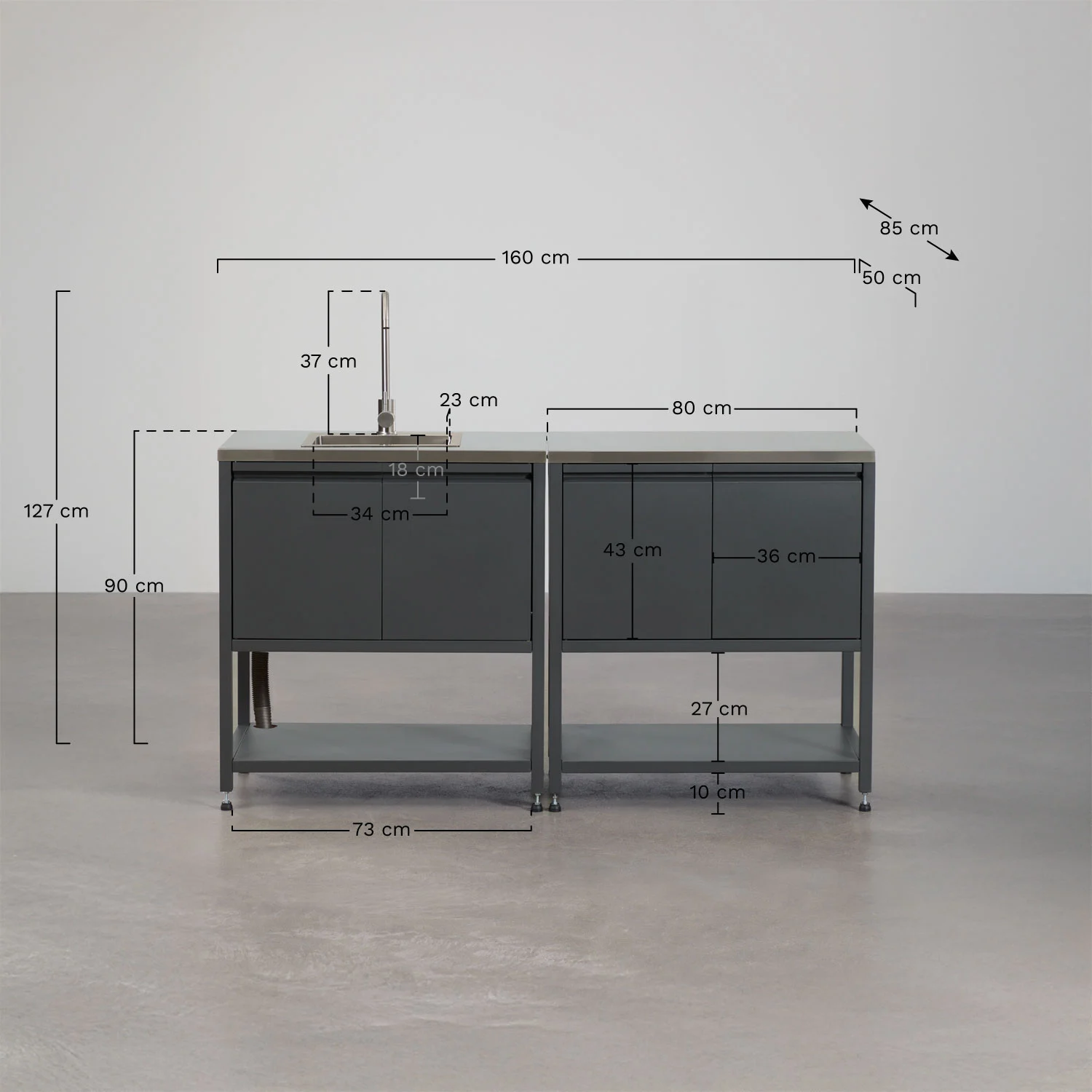UV HOME 2-Piece Modular Outdoor Kitchen with Sink and Storage in Savona Steel