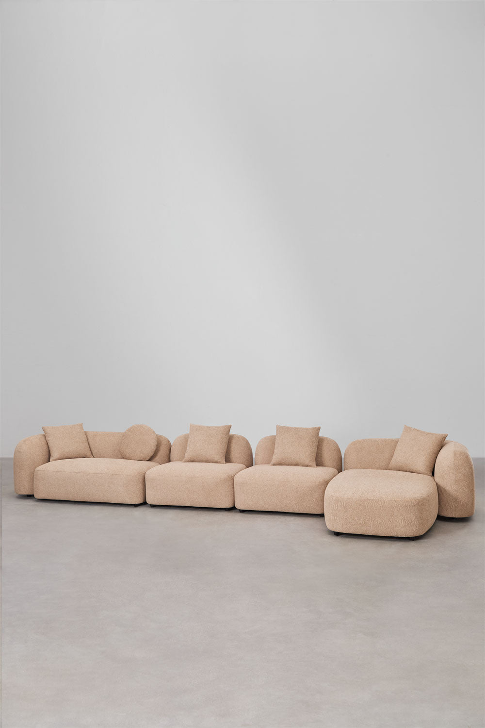 UV HOME Modular sofa with chaise longue right, 4-piece in chenille Coco