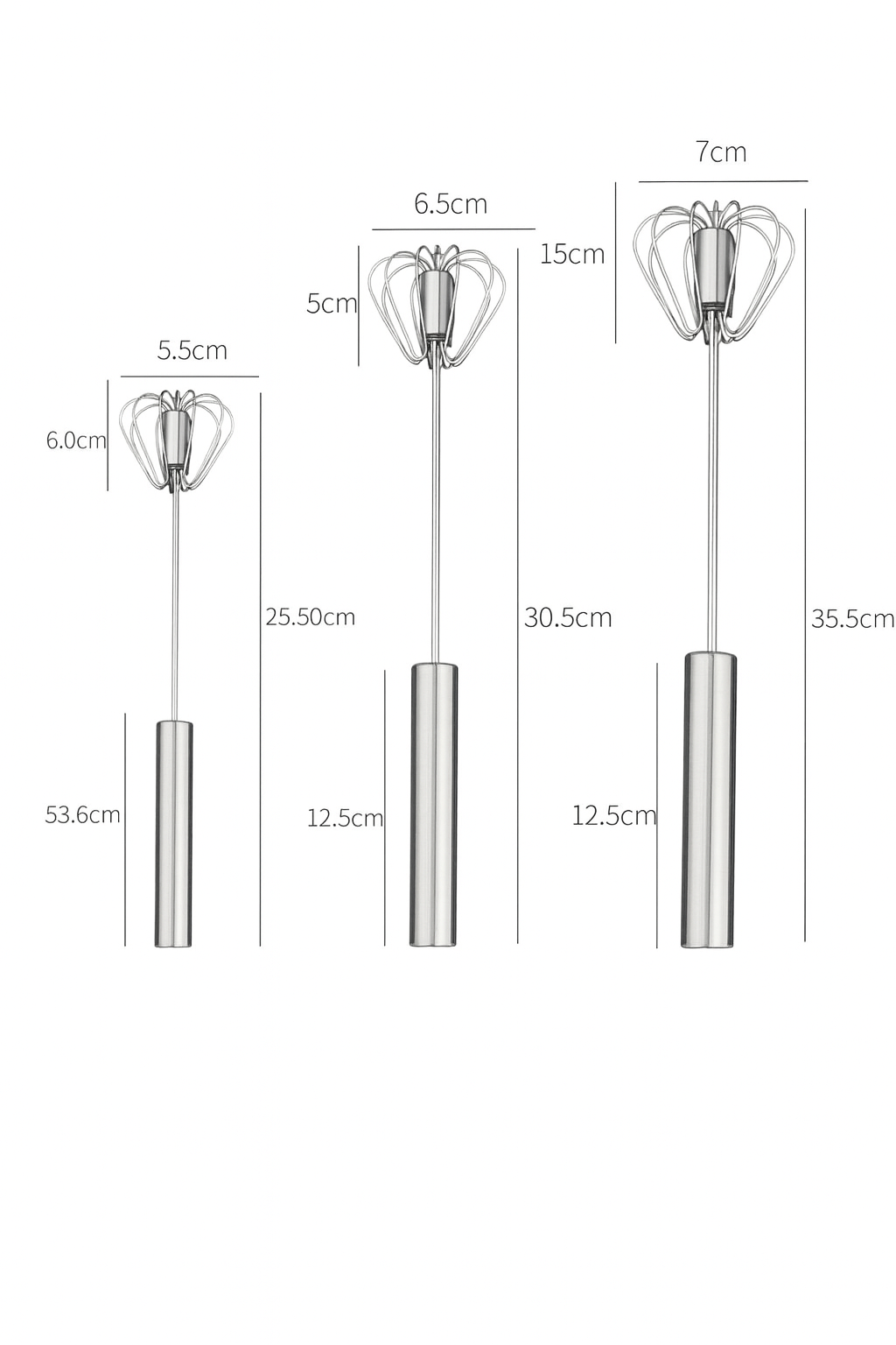 UV HOME Stainless Steel Push Whisk - Handheld Rotary Egg Beater (S/M/L Sizes)