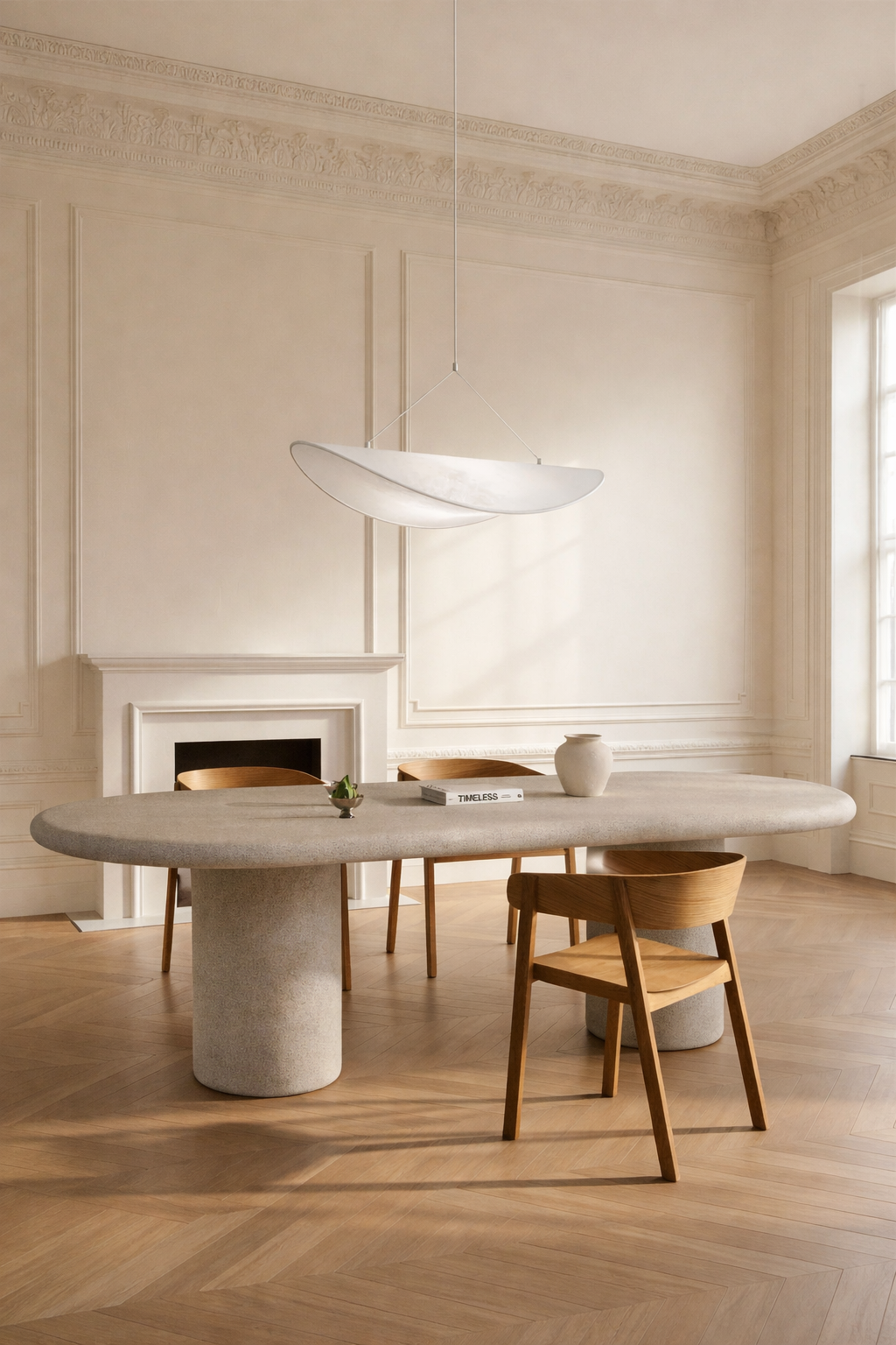 UV Home Aurean Oval Dining Table – Cement Finish