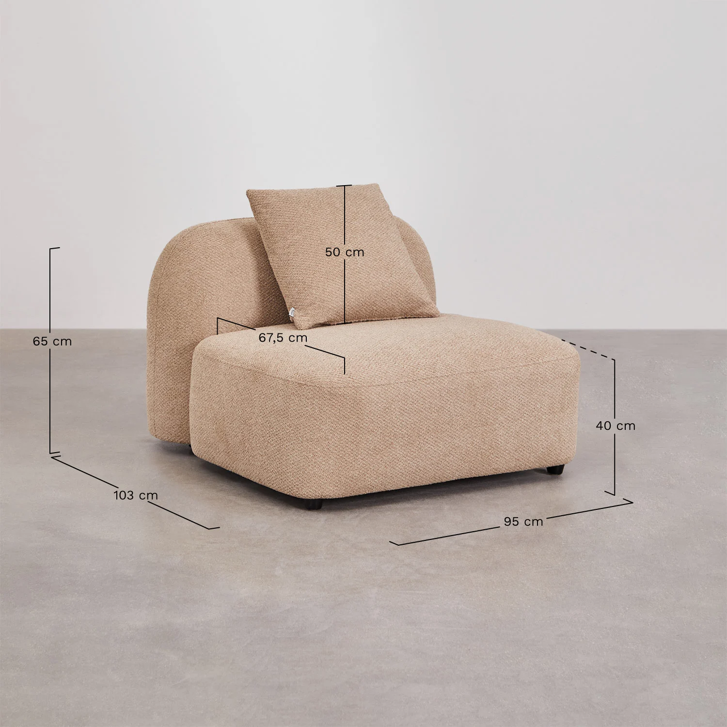 UV HOME Central module for modular sofa in Coco chenille