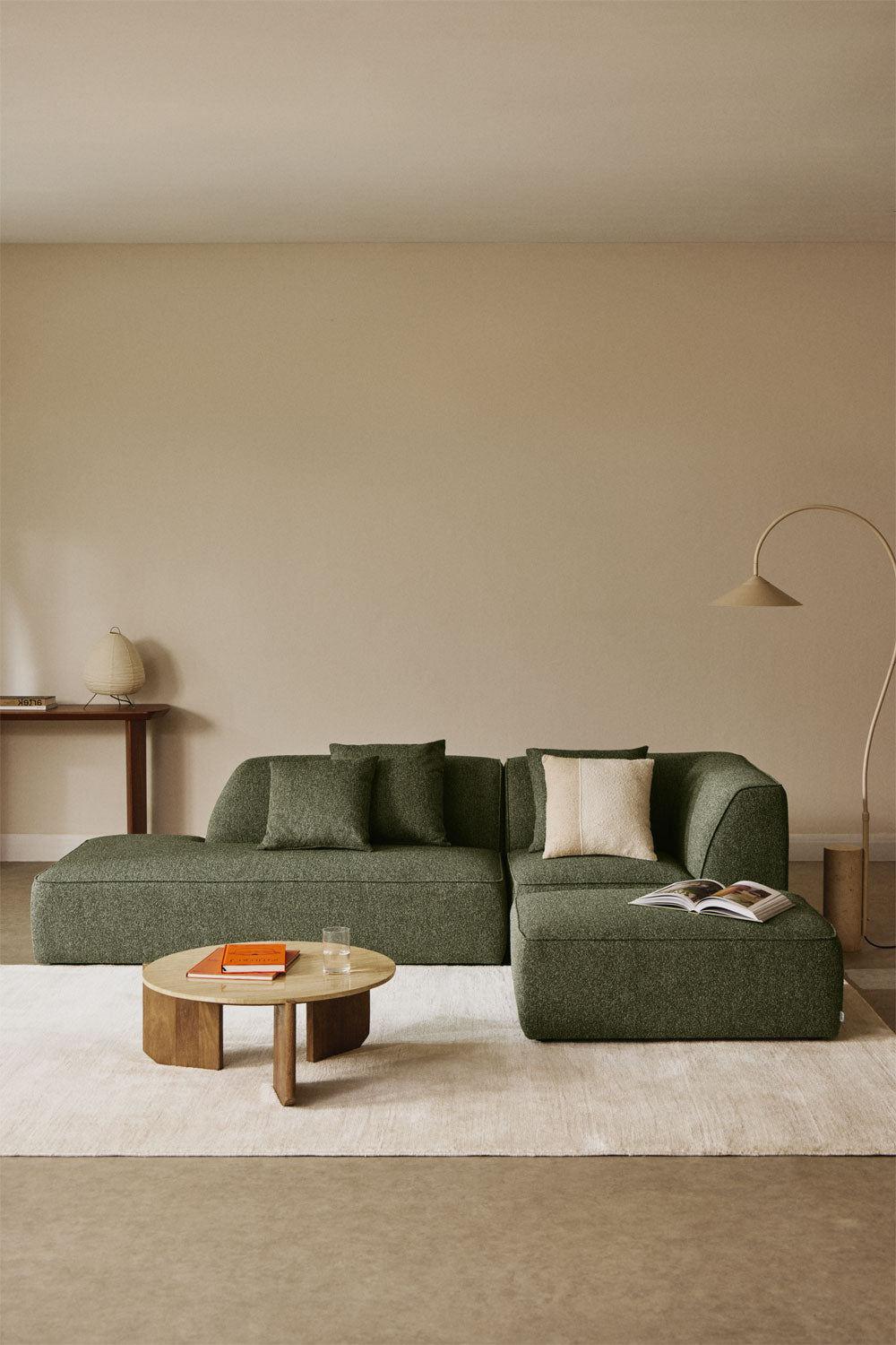 UV HOME Cardea 2-piece modular corner sofa with chaise longue left and upholstered pouf