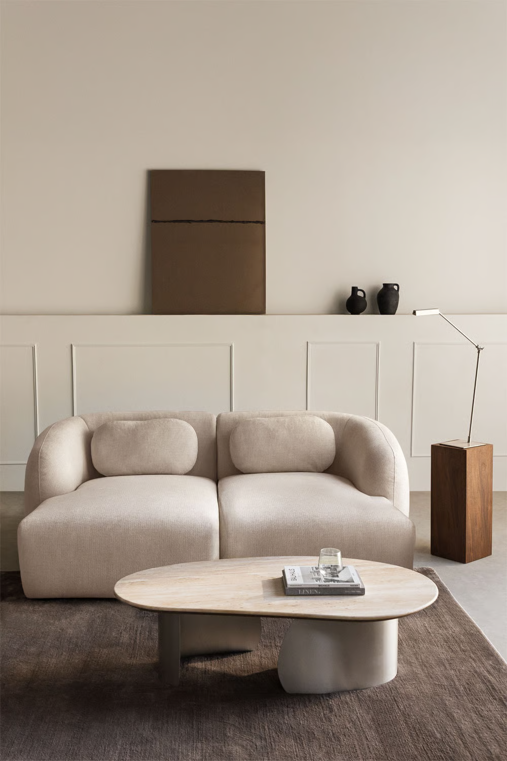 UV HOME 2-piece modular chaise longue sofa in chenille Coquette