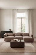 3-piece modular right chaise longue sofa in chenille Coquette