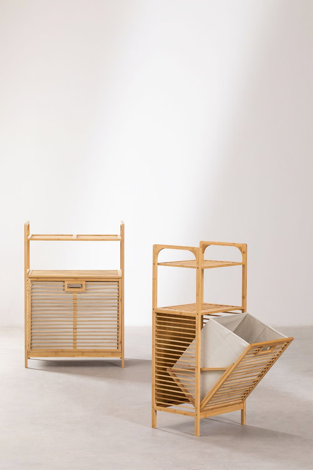 UV HOME Lauren Bamboo Laundry Basket with Shelf