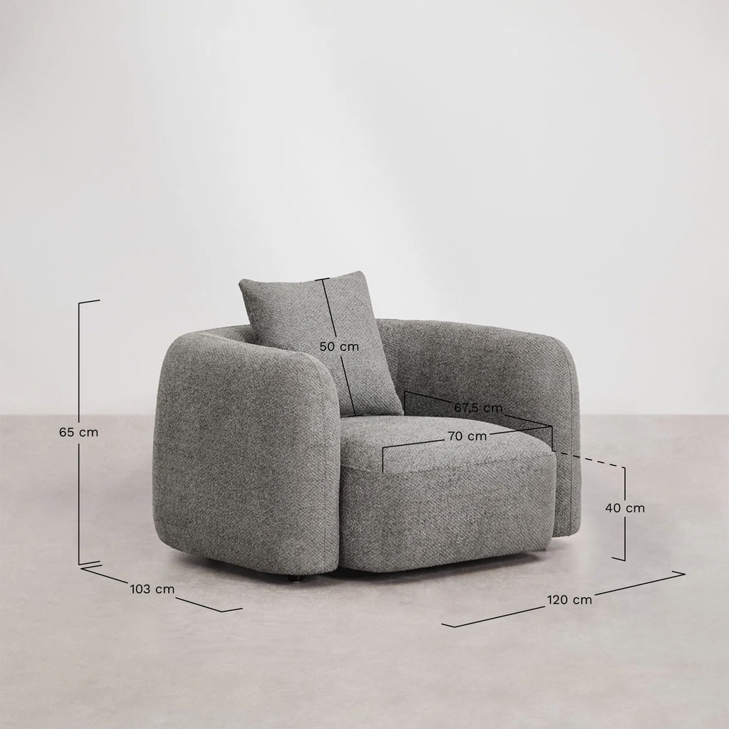 UV HOME Living Room Set with 3-Seater Modular Sofa, 2-Seater Sofa and Armchair in Coco Chenille