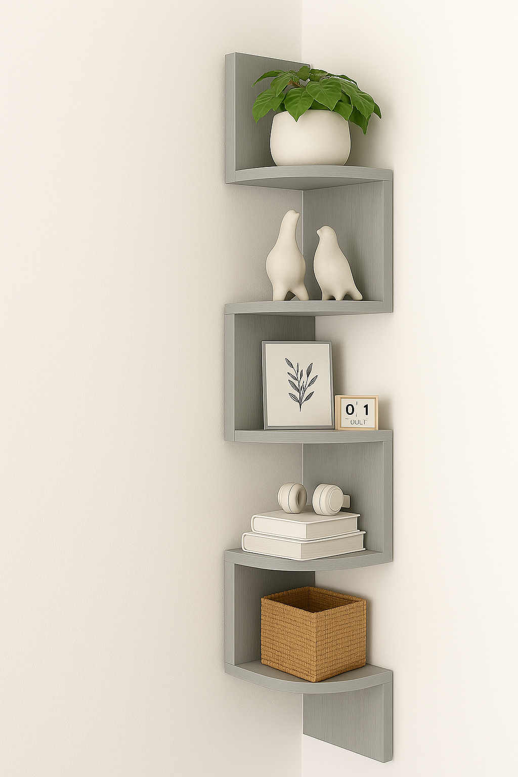 UV HOME 5-Tier Wall Shelf – Floating Bookcase for Living Room, Bedroom & Plants Display