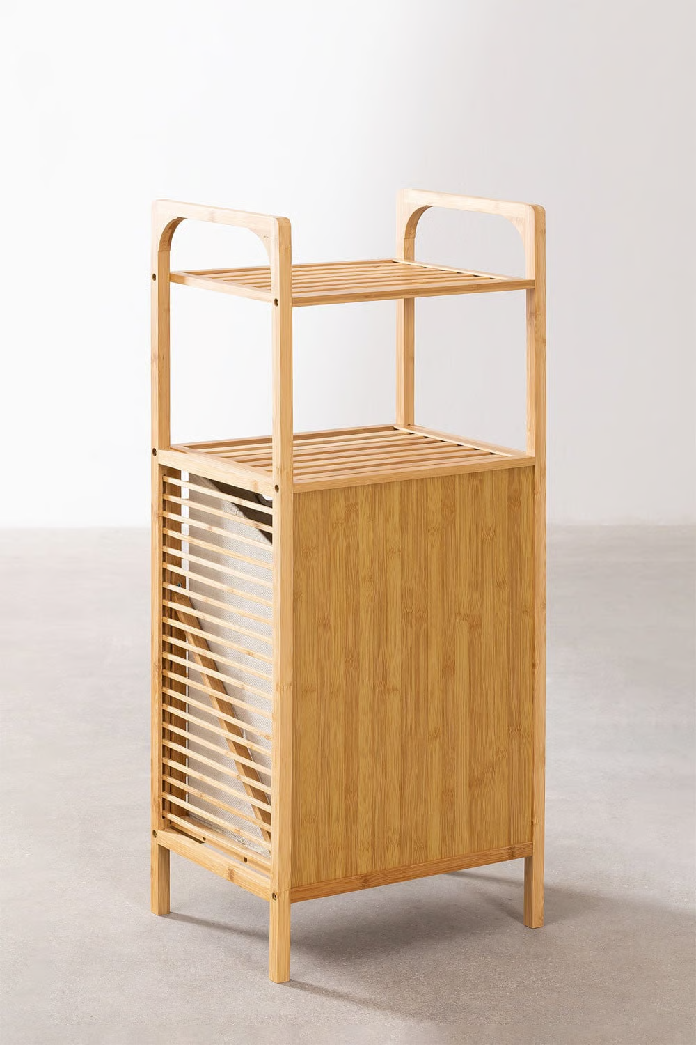 UV HOME Lauren Bamboo Laundry Basket with Shelf
