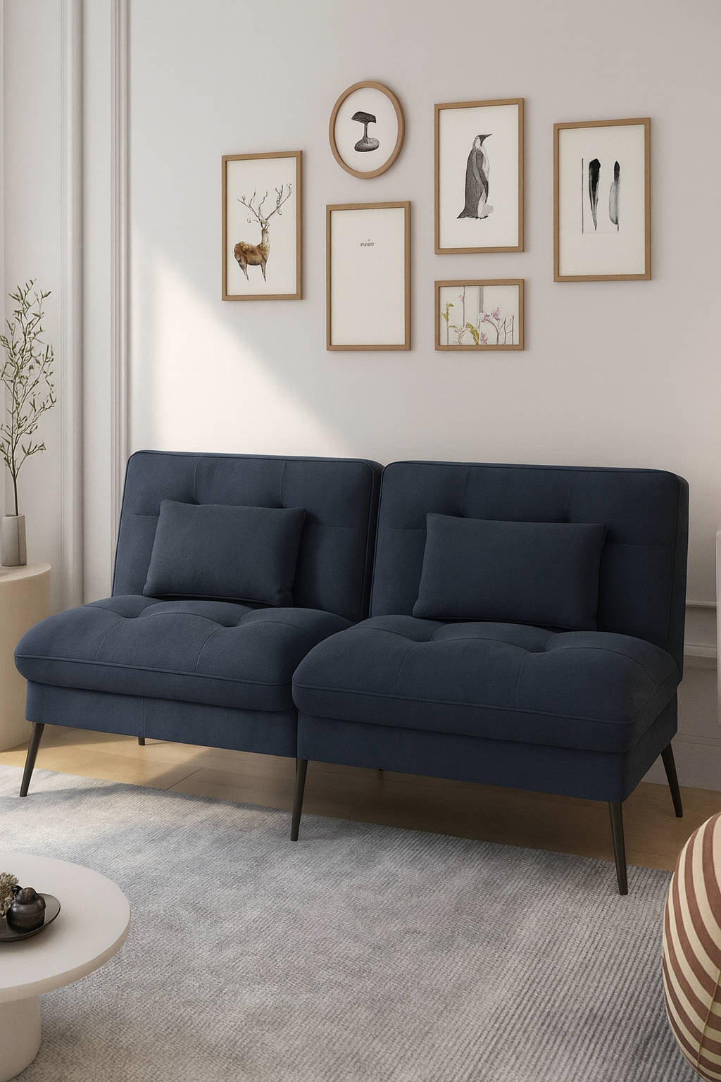 Modern Green Two-Seater Sofa with Pillows – UV Homes