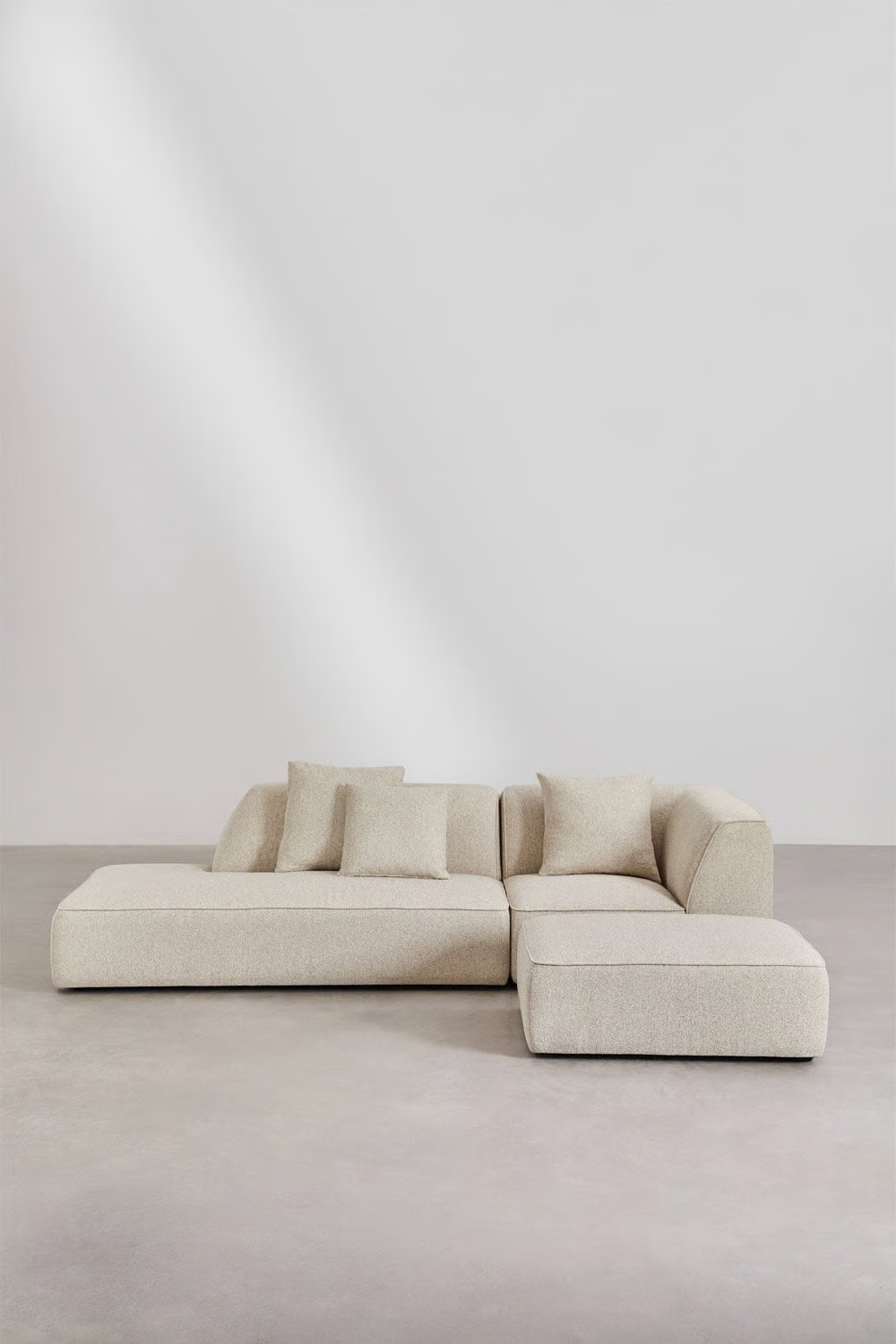 UV HOME Cardea 2-piece modular corner sofa with chaise longue left and upholstered pouf