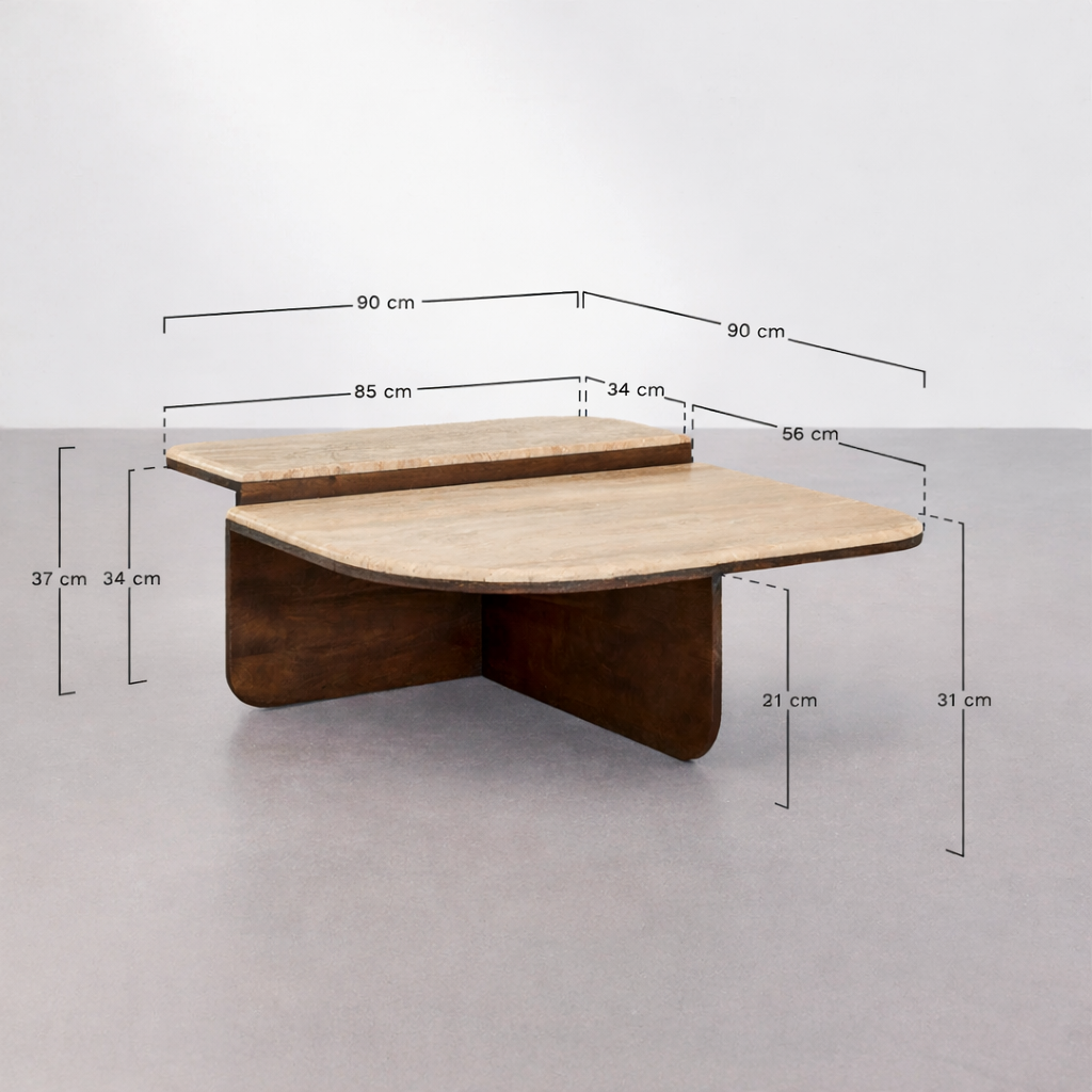UV Home Clotsh Coffee Table – Natural Stone & Mango Wood