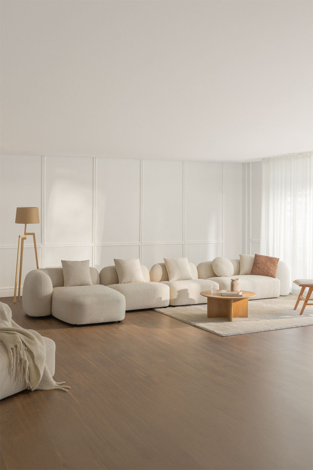 UV HOME Modular 4-piece chaise longue sofa left in Coco chenille