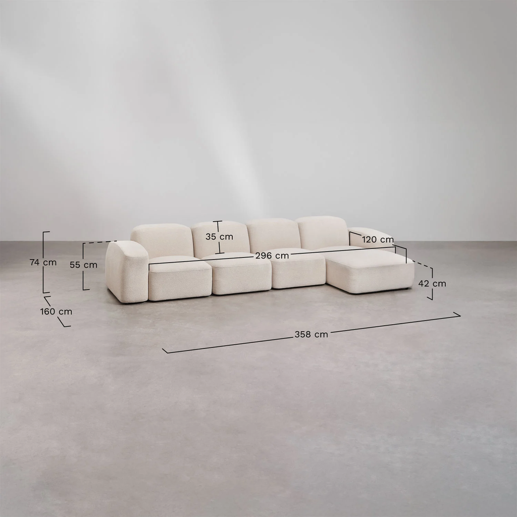 UV HOME Bastian 4-piece chaise longue modular sofa right